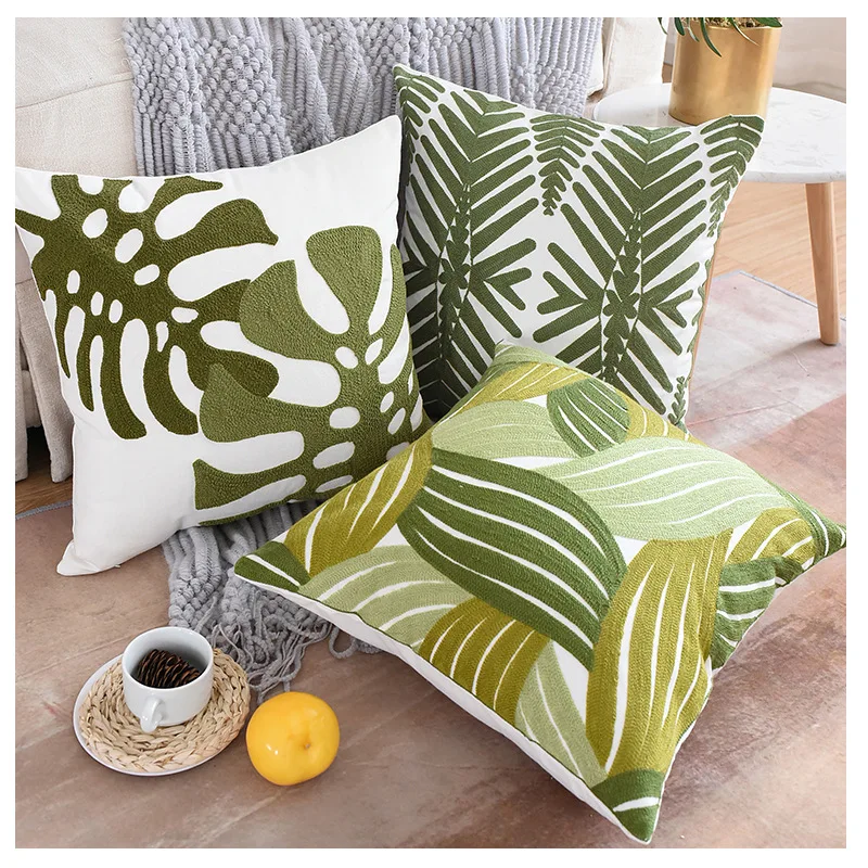 632.3руб. |Наволочка Midoshark 45X45 см зеленая вышивка растений наволочка с вышивкой декоративная подушка для дома Чехлы-in Наволочка from Дом и животные on AliExpress - 11.11_Double 11_Singles' Day