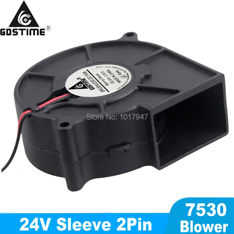 

200Pcs Lot Gdstime 75MM x30MM 24V DC Centrifugal Fan 7530 2Pin Computer PC Cooling Cooler Turbine Air Blower