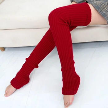 

Fashion Leg Warmers Women Warm Knee High Winter Knit Solid Crochet Socks Warm Boot Beenwarmers Long Socks