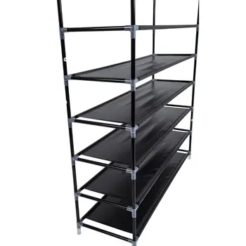 

Simple Assembly 10 Tiers Non-woven Fabric Shoe Rack with Handle Black