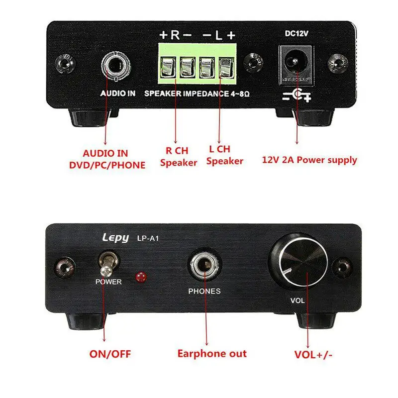 Lepy-a1, цифровые мини-наушники, усилитель мощности для автомобиля, HIFI, 2 канала, высокий бас, стерео аудио усилитель для мотоцикла, домашняя лодка