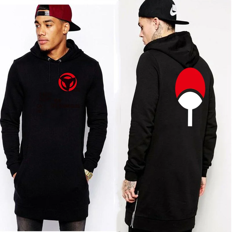 

Extended Hem zipper hoodies hip hop Streetwear Naruto hoodies Sweatshirts Fashion casual Men women hooded hoody