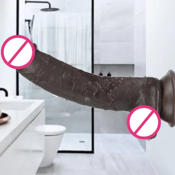 Foreskin black Dildo for Anal huge Realistic Dildo Penis with Suction Cup Vaginal G-spot Lesbian Adult Erotic Sex Toys Anal 5