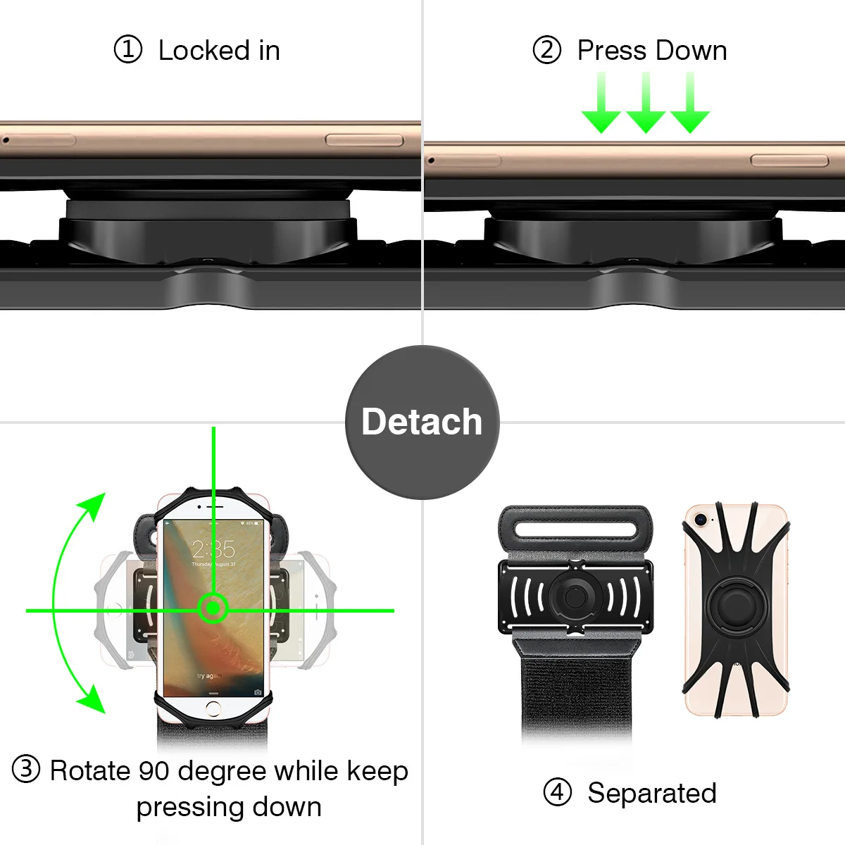 

Vup360-Degree Rotating Deconstructable Running Sports Wrist Bag Men Arm Bag Mountain Climbing Armband Universal Mobile Phone Wri