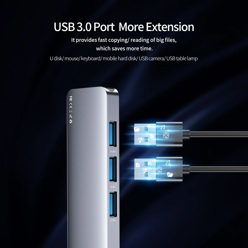  ROCK USB Type C to HDMI Laptop Docking Cable for Macbook TV USB C to HDMI 4K 3 Ports USB 3.0 Portab
