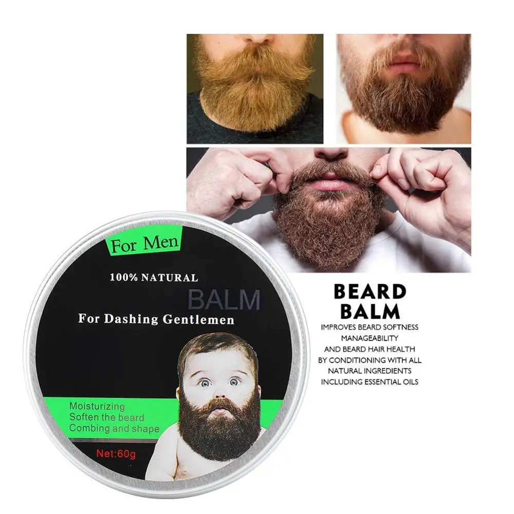 60 г портативный натуральный бальзам для бороды кондиционер для бороды увлажняющий сглаживающий Стильный Крем для бороды после бритья для мужчин для роста бороды