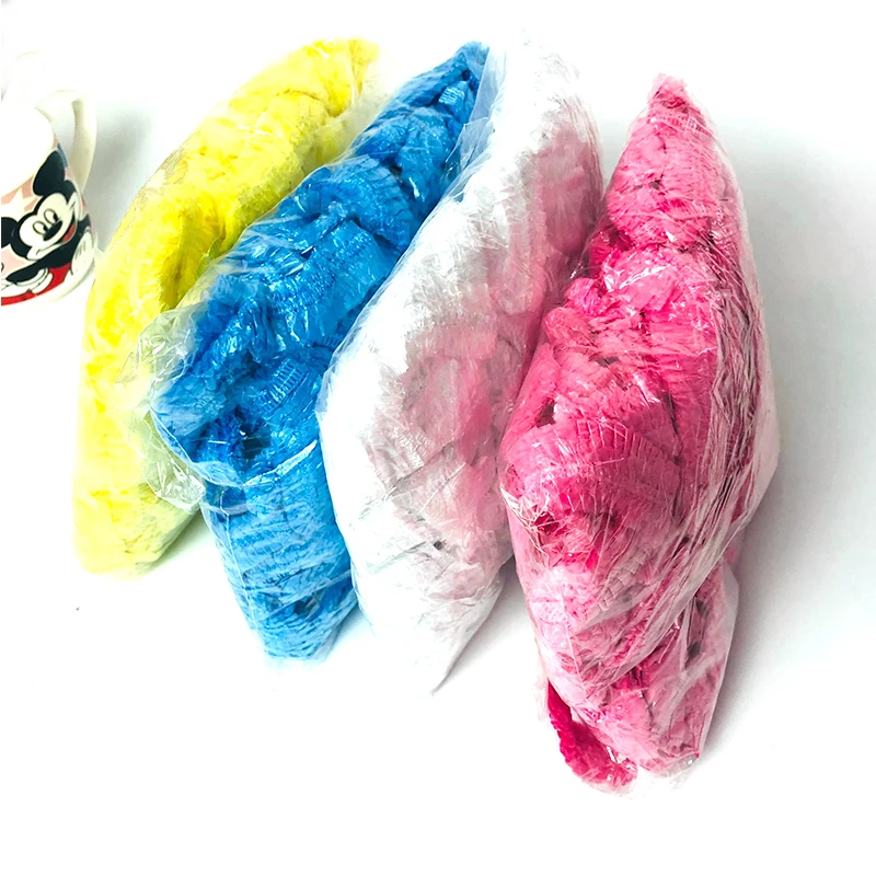 

80/200/400 Pcs Color Mixing Disposable Shower Cap Plastic Waterproof Transparent Color Shower Cap Disposable Bathroom Products