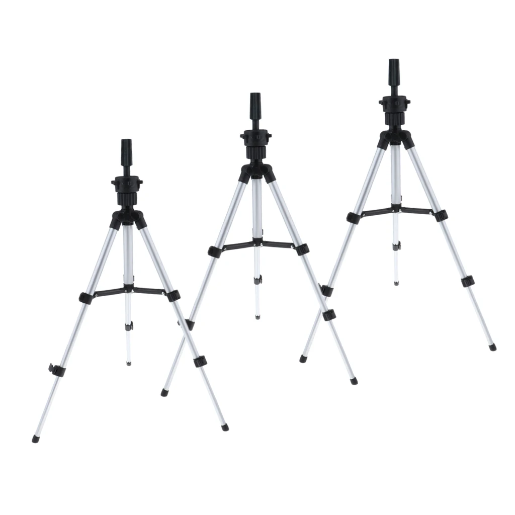 3x Heavy Duty Wig Mannequin Tripod Aluminum Travel Makeup Head Stand 11-21''