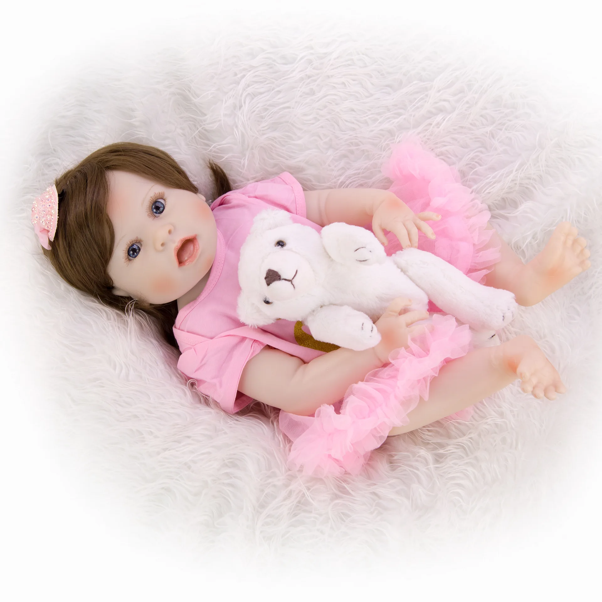 Boneca reborn Girl baby силиконовые куклы 2" 57 см милый reborn Малыш playmate кукла для Ребенка Рождественский подарок