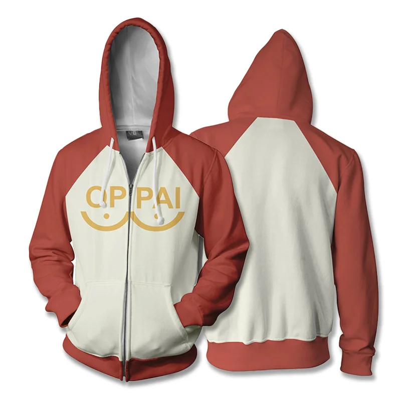 Японское аниме One Punch Man Hoodies Oppai 3D печатная куртка с капюшоном Уличная