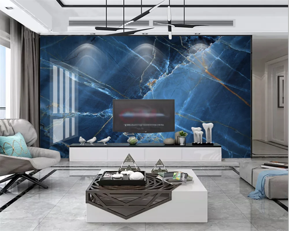  Mural de pared de mármol dorado azul 3D, papel tapiz de fotos  abstractas 3D, decoración del hogar, fondo, pintura de pared grande para  sala de estar, dormitorio, 47 x 32 pulgadas (