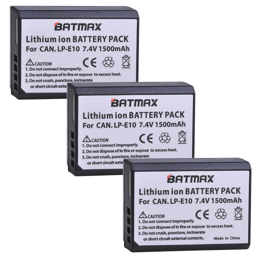 Batmax 3 шт. LP-E10 LP E10 LPE10 аккумуляторная батарея для Canon EOS Rebel T3 T5 T6 Kiss X50 Kiss X70 EOS 1100D EOS 1200D EOS 1300D