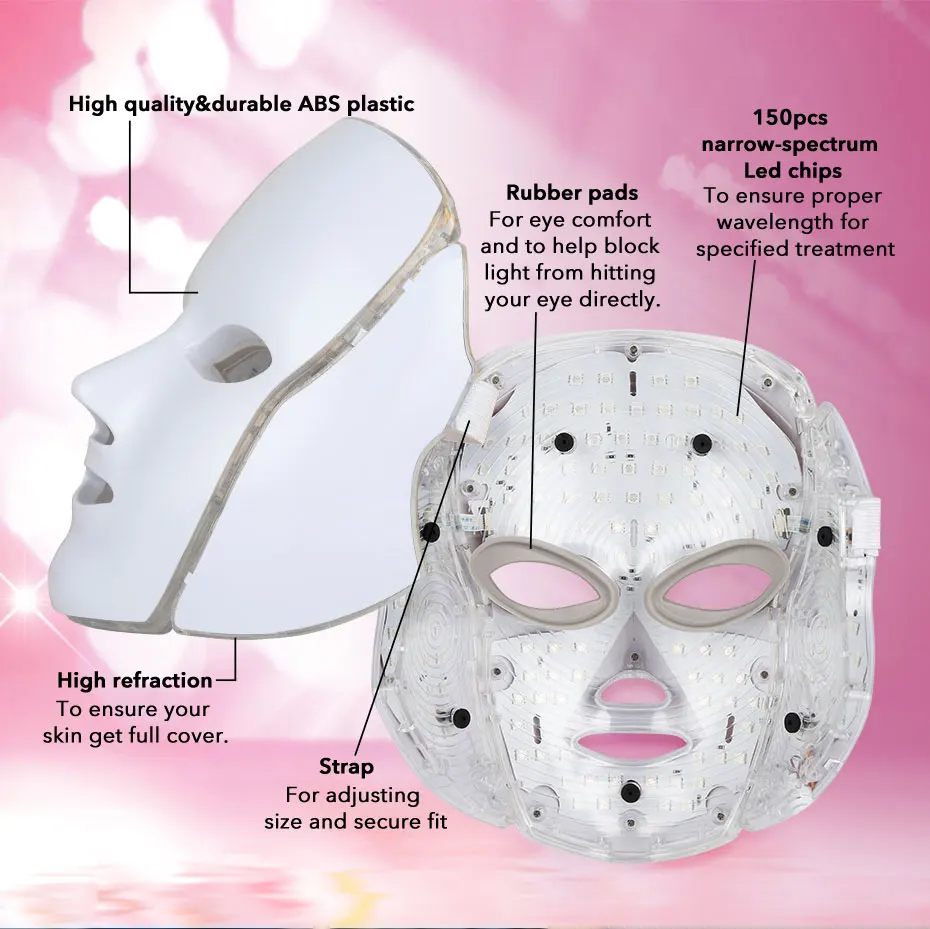 7 цветов фотон светодиодный светильник терапевтическая маска для лица с маской для шеи против морщин удаление акне уход за кожей лица салонный уход для дома
