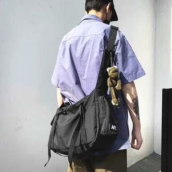 

Unisex Over Large Canvas Messenger Bag 2020 Female Male Recycled Cotton Farbic Casual Daily Over Night Cool Big Size Handbag