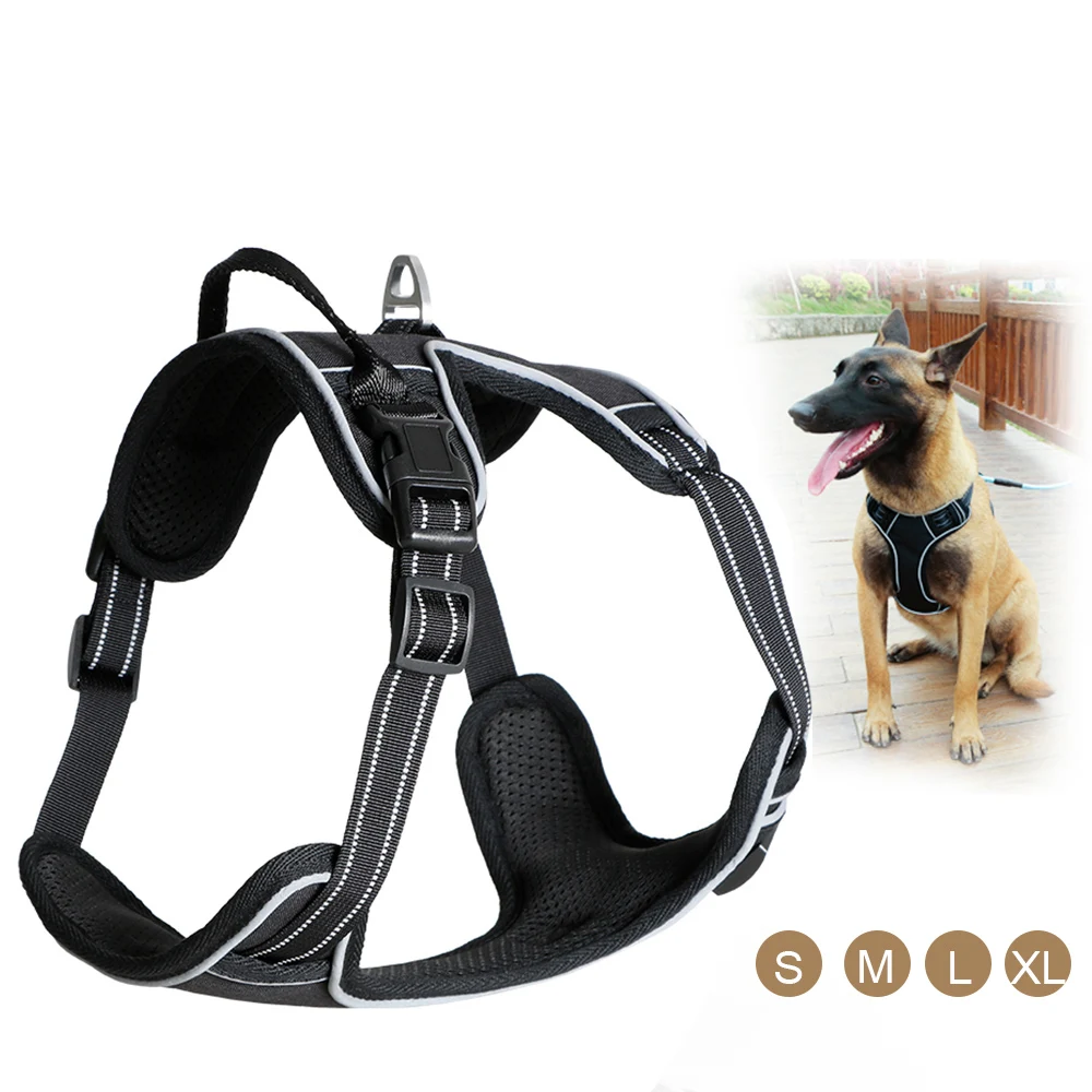 

Oxford Cloth Dog Collar Pet Dog Harness No Pull Pet Harness Adjustable Pet Reflective Vest Collar for Dogs