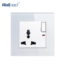 Универсальная Розетка настенная панель из кристального стекла 110 в-250 в 10A-16A 3-контактный переключатель универсальная настенная розетка со светодиодным неоновым индикатором