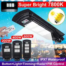 IP67 200 Вт/400 Вт/600 Вт Светодиодный светильник на солнечной батарее с дистанционным управлением, радар, PIR датчик движения, IP67 наружная настенная уличная лампа с пультом дистанционного управления