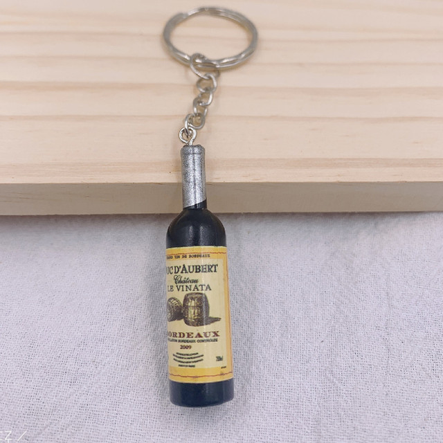 New Women/Men's Fashion Handmade Resin Wine Bottle Key Chains charm Key Rings Alloy Charms Gifts Wholesale