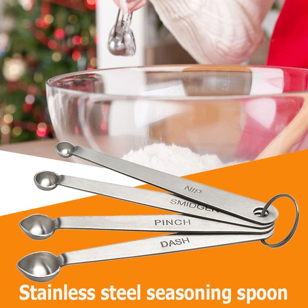 4pcs/set Kitchen Measuring Spoon Stainless Steel Spice Spoons Baking Cooking Measuring Tool Kitchen Spoons Tools