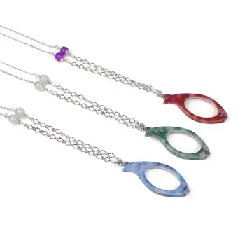 

Camouflage Folding Reading Glasses Necklace Pendant Handheld Reader Magnifier Holder Long Chain