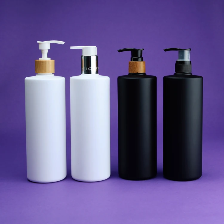 50pcs 250ml white PE press emulsion bottle lotion bottle with bamboo emulsion pump head shampoo/body wash,Sprayer bamboo bottles