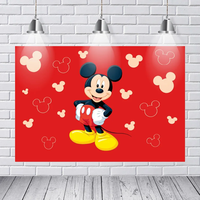 

Photography Backdrops Red Cute Mickey Mouse Siluette Party Custom Photo Backdrop Background Vinyl Background Photography