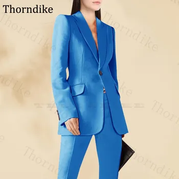 

Thorndike Solid Slim Pant Suits 2020 Custom Made Peaked Lapel Long Sleeve Women Suits Autumn Winter Office Lady 2 Pcs Suit Sets