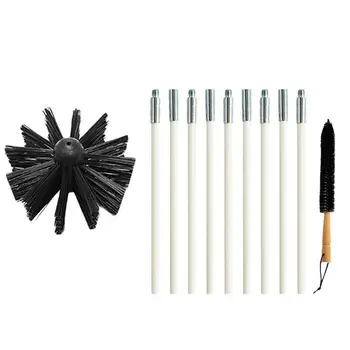 

1 Set Chimney Cleaning Brush Long Handle Nylon Brush Flexible Pipe Rod Cleaner Sweeper For Kitchen Fireplace Window Cleaning