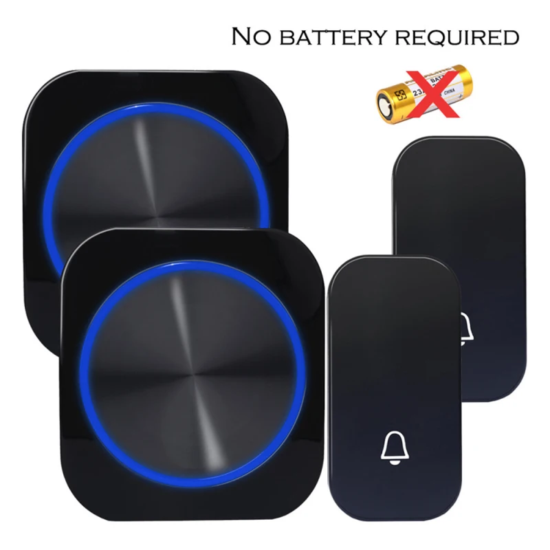 Timbre de puerta inteligente para el hogar, campanilla inalámbrica a prueba de agua con rango de 150m, enchufe europeo, accionado por uno mismo, 1, 2 botones, 1, 2 y 3 receptores