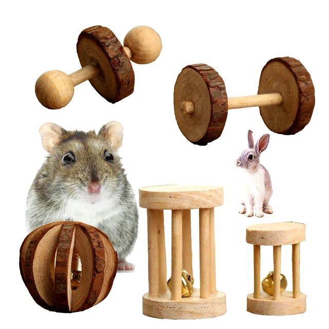 5pcs/10pcs Hamster Chew Toys Natural Wooden Gerbils Rats Chinchilla Toys  Accessories Exercise Bell Roller Pet Molars Supplies - AliExpress