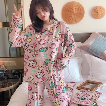 

2020 Spring Autumn New Fashion Pajamas For Woman Long Sleeve+Trousers Two Pieces Premium Pajamas For Women Leisure Sleepwear