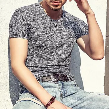 

2020 Solid Casual Tee Shirts Fashion Plain Bottoms Male T-Shirts 3XL Plus Size Slim Pocket Tee Top Male Hiphop Streetwear