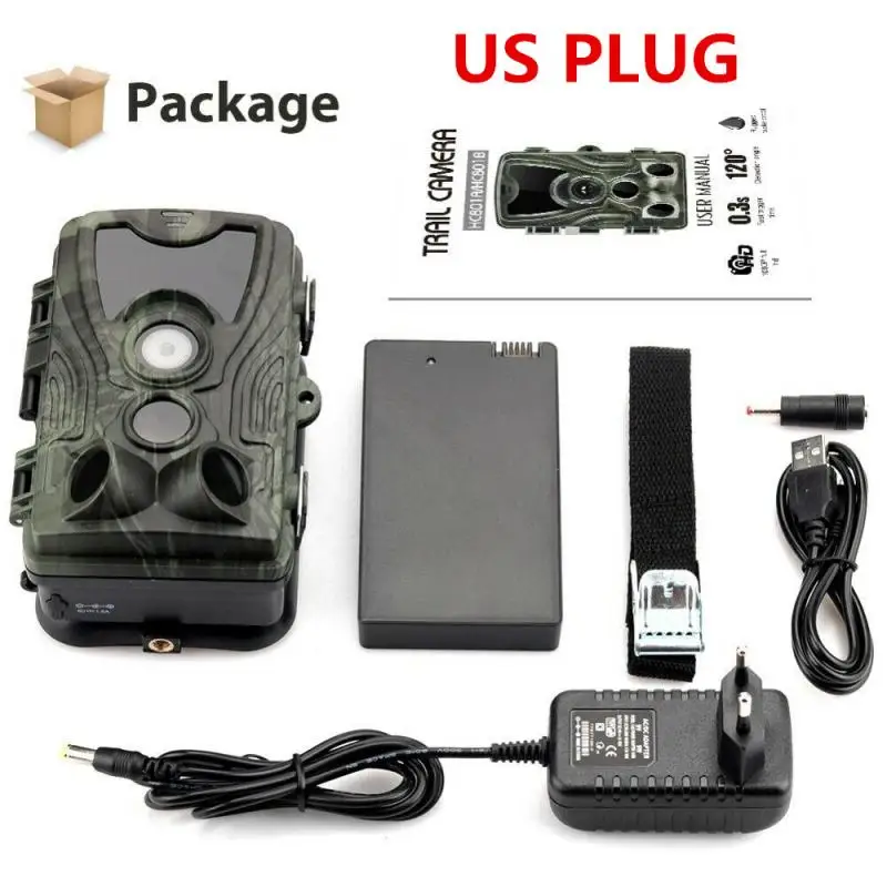 US PLUG 16MP 1080P наружная охотничья камера с литиевой батареей 5000 мАч IP65 водонепроницаемая игровая камера фото ловушки дикое наблюдение - Цвет: US PLUG