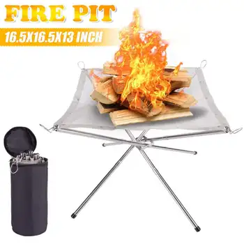 

NEW Outdoor Portable Fire Rack Folding Table Grill Stainless Super Heating Steel Grid Camping Light Point Wood Charcoal Stove