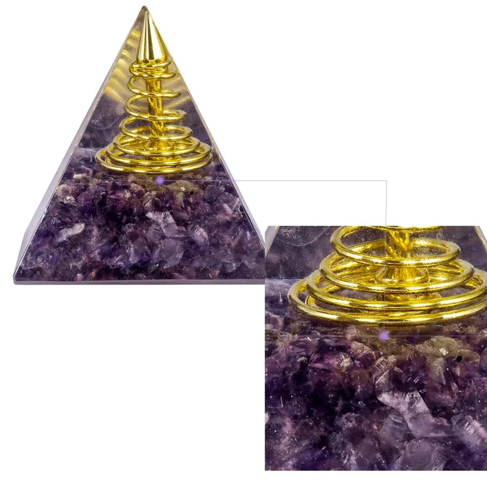 TUMBEELLUWA Orgone Пирамида кристалл генератор энергии Рейки гравий камень металлические спиральные точки для чакры целебная Йога Медитации