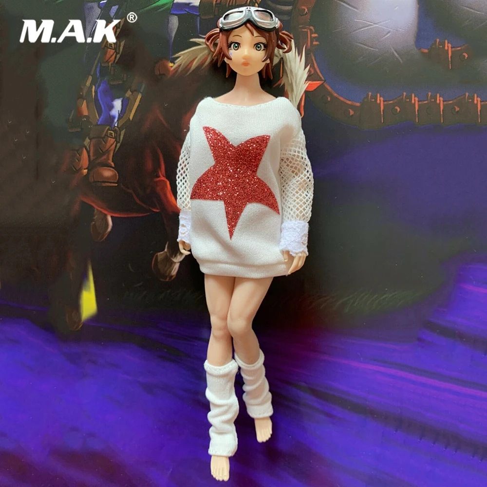 

In Stock 1/12 Scale Female White Fashion T-Shirt Hoodies Clothes Sock Set Model Fit Seamless Action Figure Doll Body