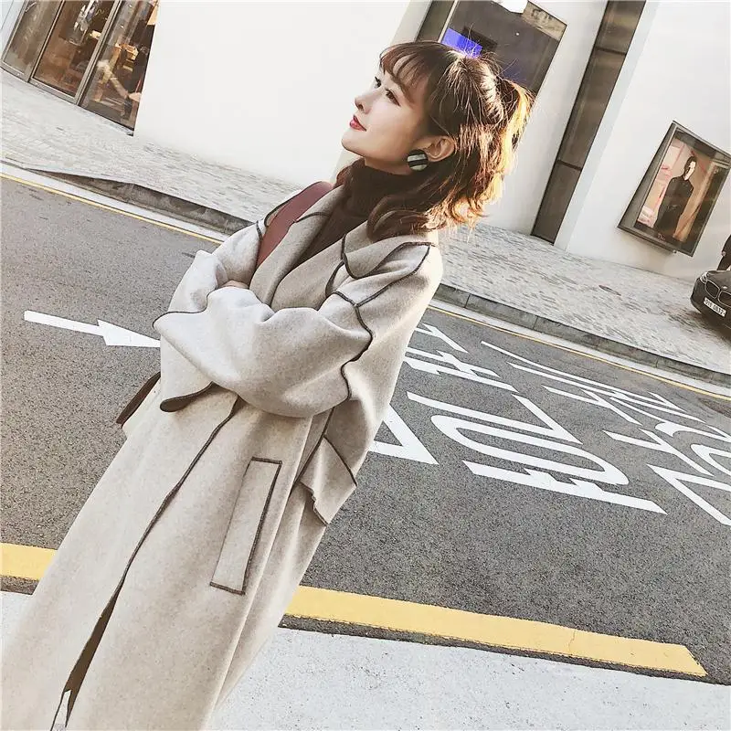 

Make long loose woolen cloth cloth cashmere coat in autumn and winter coat female very not less than 158
