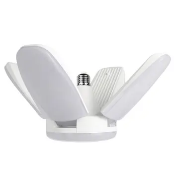 

LED Garage Lights Foldable E27 Bulb 4 Adjustable Fan Blades Deformable Ceiling Lighting 6500K AC85-260V for Workshop Warehouse