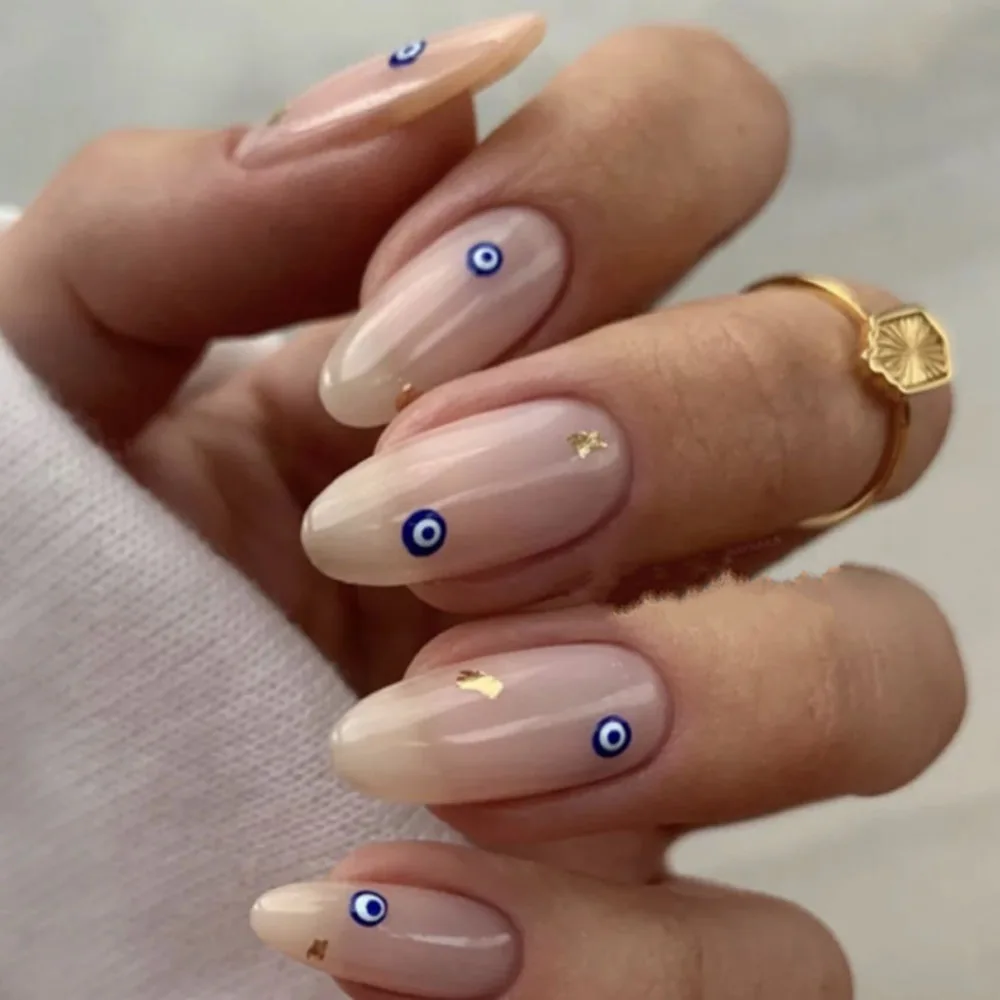 1 Sheet 3D Evil Eye Design Nail Art Stickers Abstract Line Blue Tattoo Nail Sliders DIY Self-Adhesive Decorations Decals nail stickers,nail art tools,nail art decoration,nail decals
