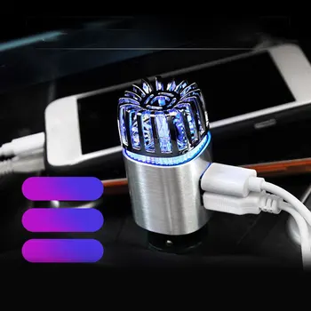 

Car Air Purifier Ionizer 12V Dual USB Plug-in Ionic Anti-Microbial Car Deodorizer Remove Smoke Pet Odors Eliminator for Car
