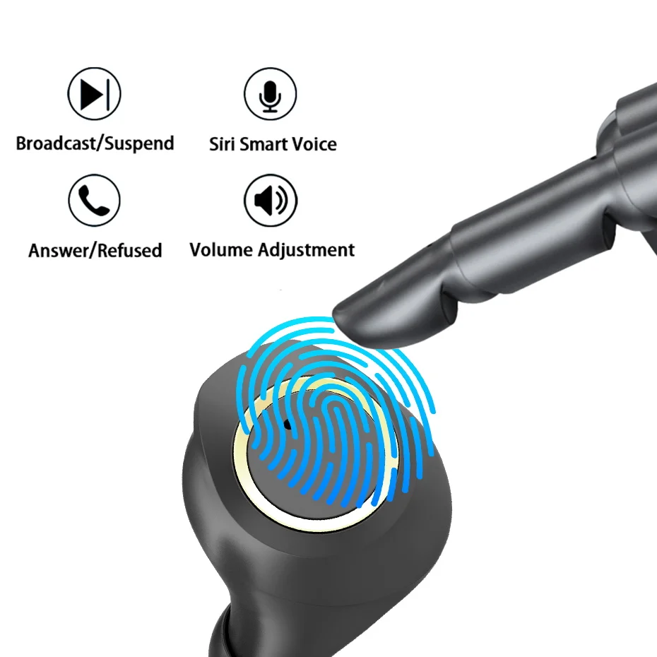Настоящая Беспроводная bluetooth-гарнитура, bluetooth 5,0, водонепроницаемые мини-наушники с микрофоном, стерео, сенсорное управление, наушники без рук