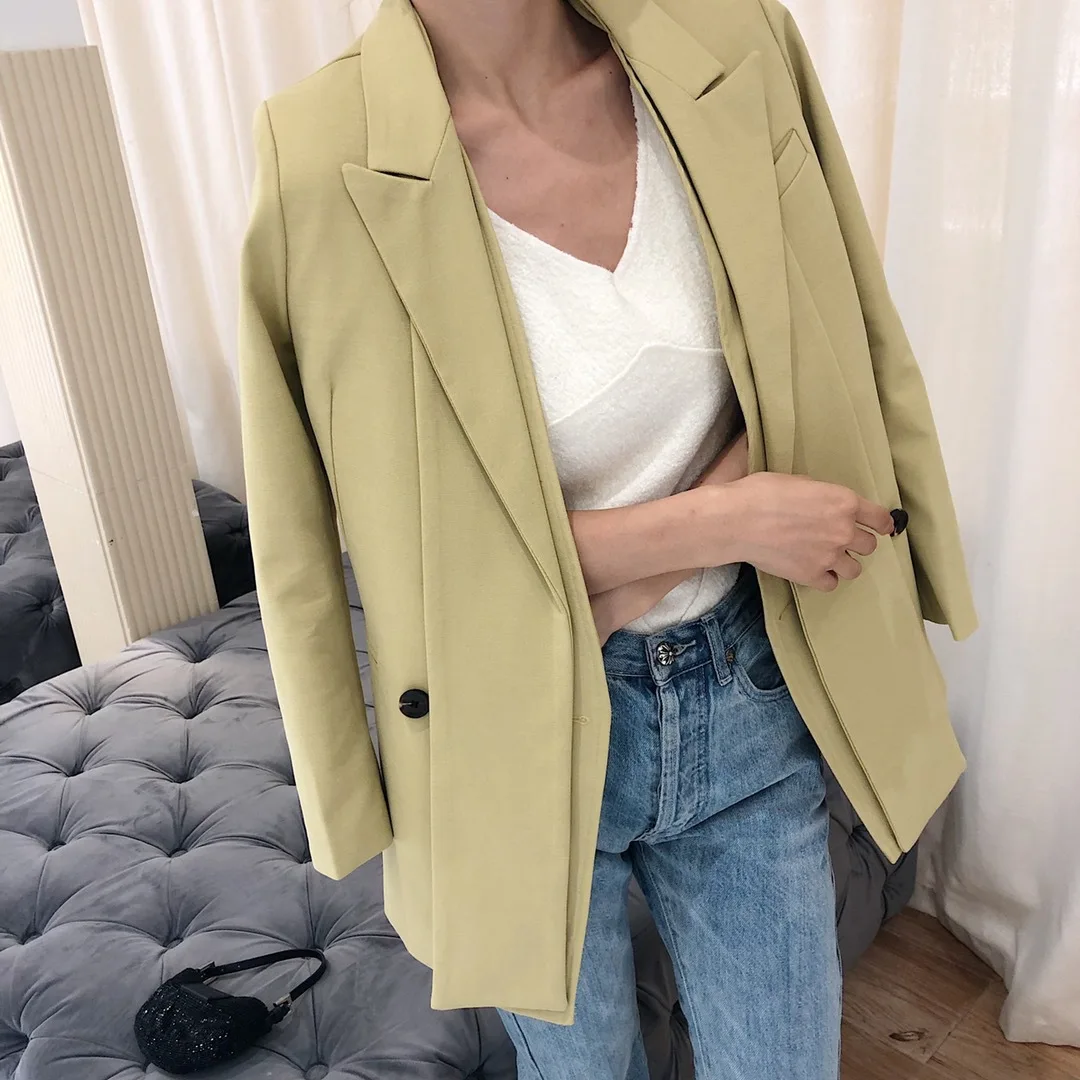 

Hannelau2019 Spring And Autumn New Style Ginger Casual Suit Jacket Sense of Design Loose-Fit Small Suit WOMEN'S Dress Fashion