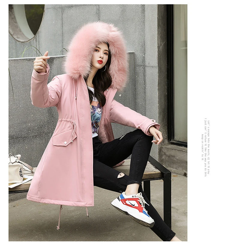 New Arrival Fashion Women Winter Jacket Fur Lining Warm Thicken Ladies Winter Long Coat Parkas Womens Jackets