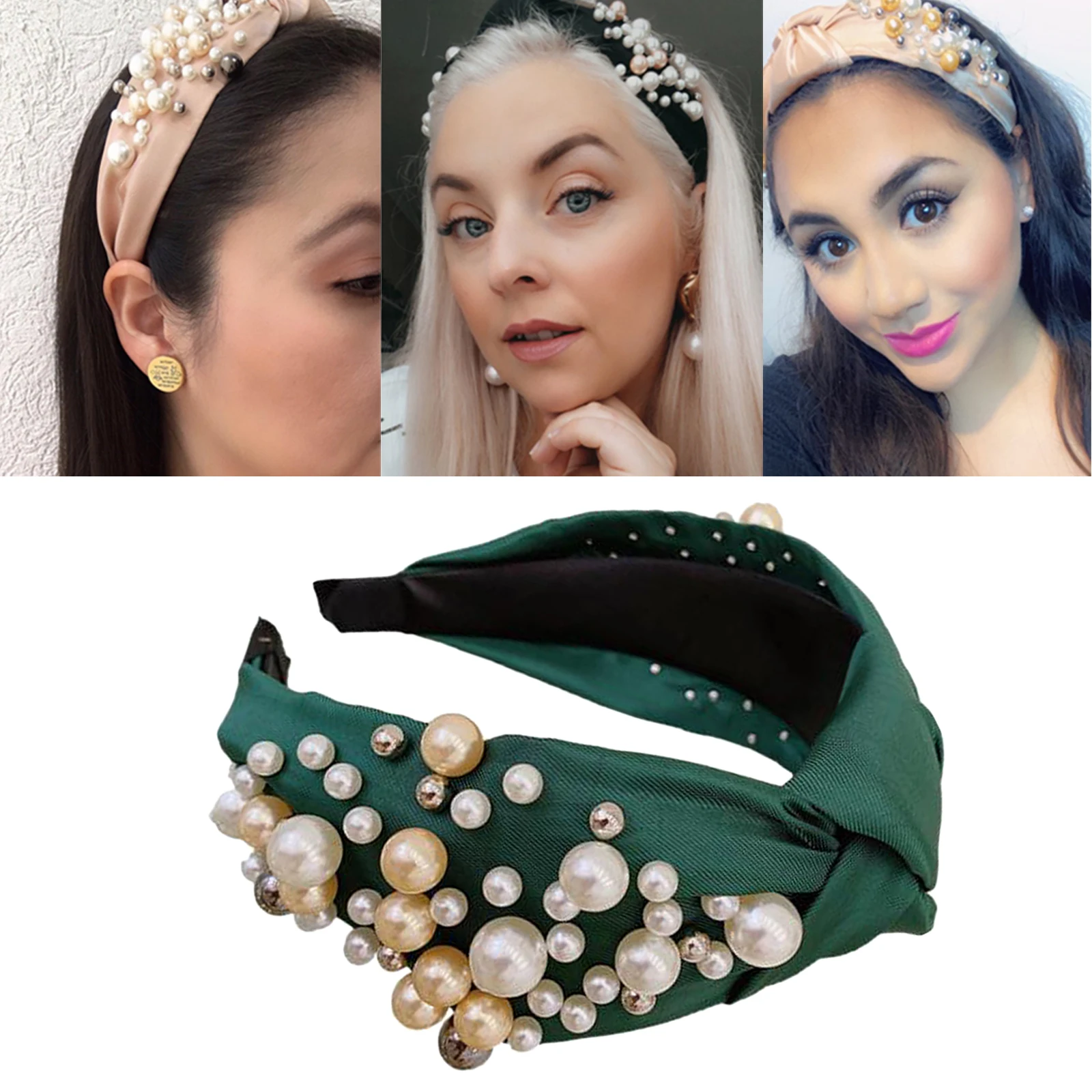 Pearl Headbands for Women Wide Knot Hairbands Turban Twist Headband Hair Hoop Fashion Hair Accessories