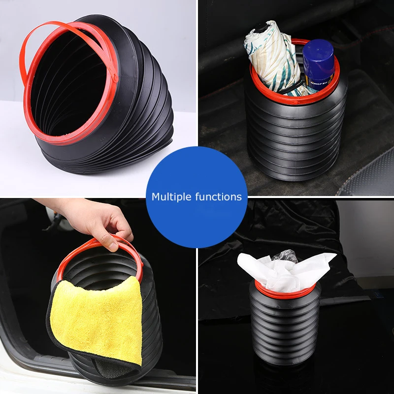 

Vehicle-mounted Trash Bin Garbage Bag Folding Telescopic Umbrella Bucket Inside The Car Creative Storage Items