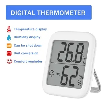 

Accurate Indoor Wall Mounted Temperature Humidity Gauge With Notification Alert And LCD Display Digital Temp Humidity Monitor