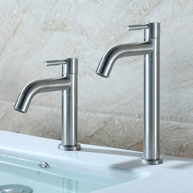 

304 Stainless Steel Lengthen Single Cold Basin Faucet Stainless Steel Hand Washing Wash Basin Single Cold Lengthened Tap