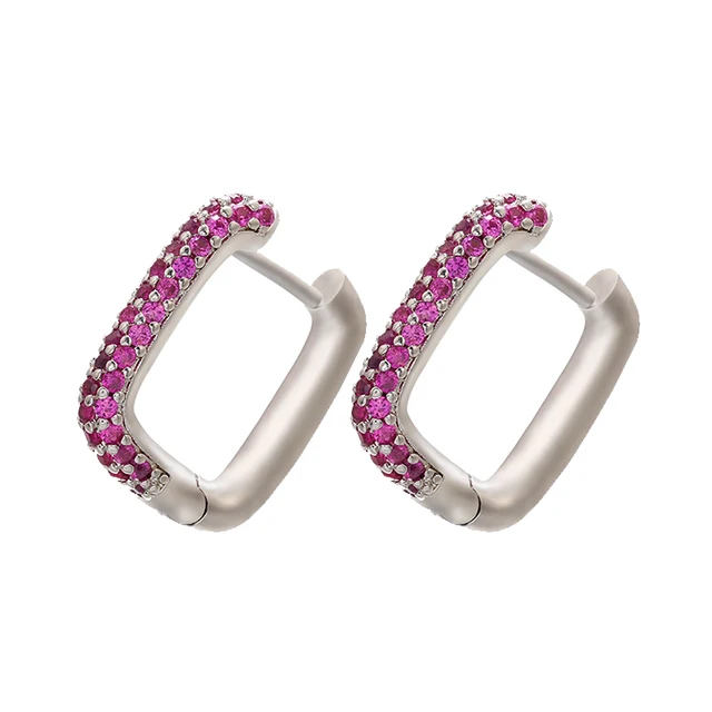 ZHUKOU NEW Hoop earrings gold/silver color small hoop earrings crystal women rainbow earrings Fashion jewelry wholesale VE144 silver rose red