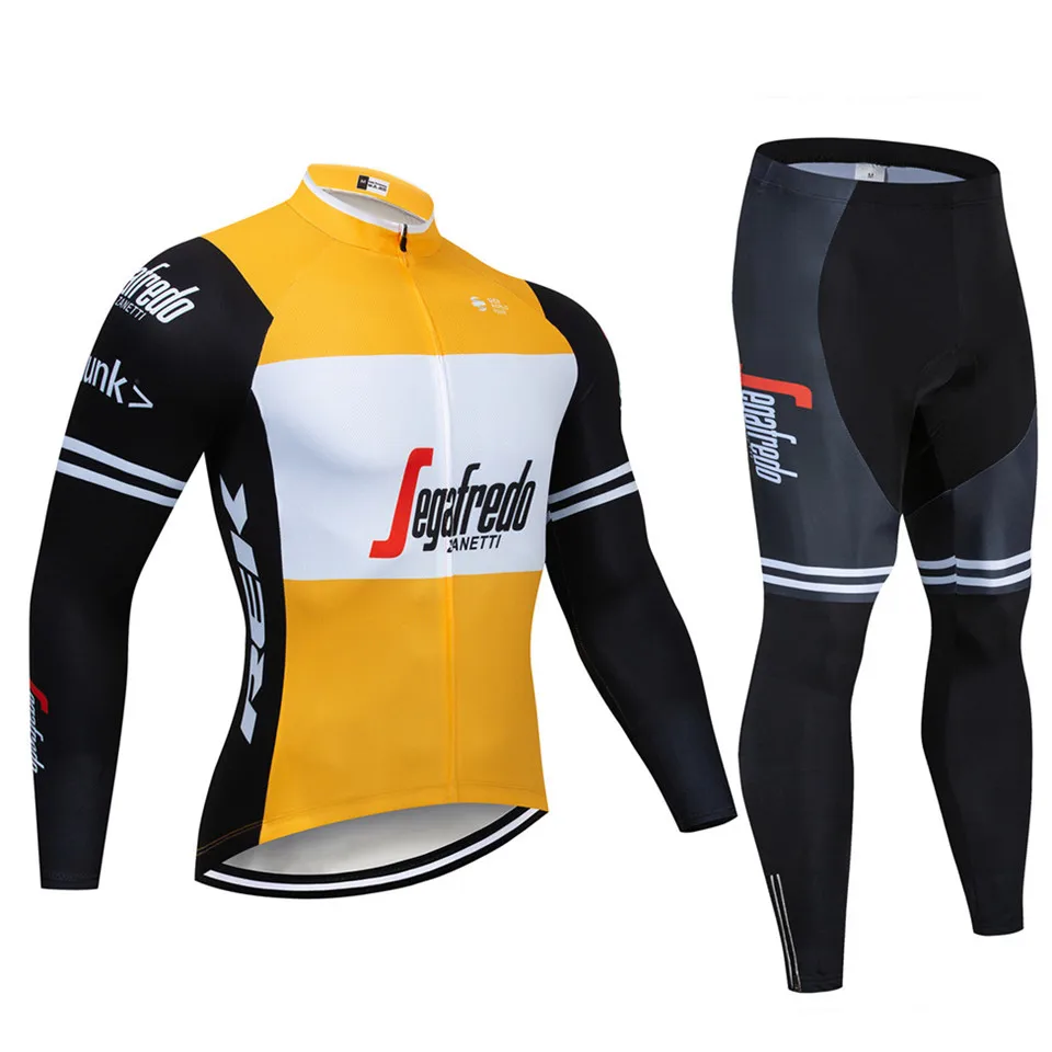 Весна Осень Коллекция черный Велоспорт Джерси с длинным рукавом для мужчин открытый гоночный треккинг велосипед Джерси ropa ciclismo набор - Цвет: Cycling suit
