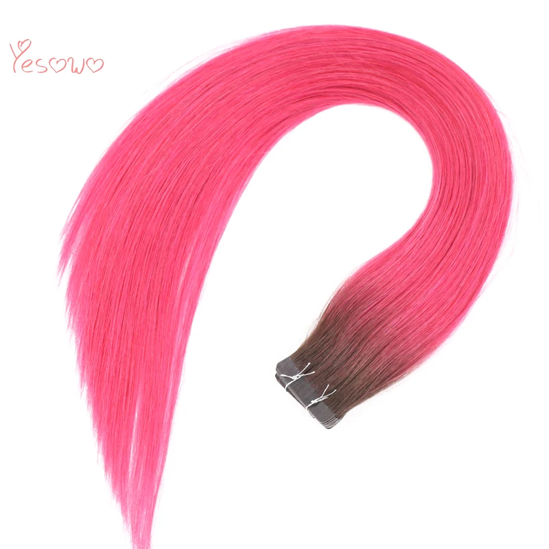 Yesowo омбре Remy человеческие волосы 10 шт. 20 шт. 40 шт. шелковистые прямые 2,5 г/шт. перуанские волосы для наращивания на ленте